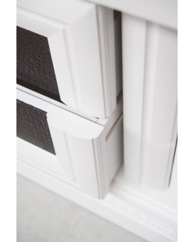 Parete classica laccata bianca con particolari in eco-pelle coccodrillo - AS12 - 2 - Pareti attrezzate