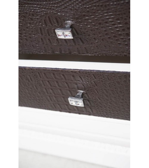 Parete classica laccata bianca con particolari in eco-pelle coccodrillo - AS12 - 3 - Pareti attrezzate