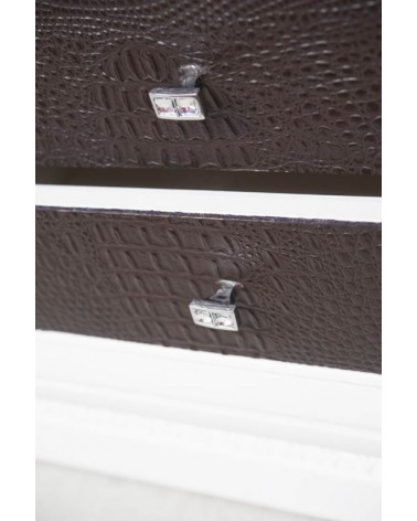 Parete classica laccata bianca con particolari in eco-pelle coccodrillo - AS12 - 3 - Pareti attrezzate