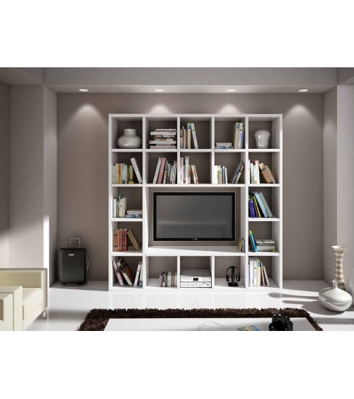 Parete bianco frassinato L. 218 P. 30 H. 218 - T570 - 1 - Pareti attrezzate