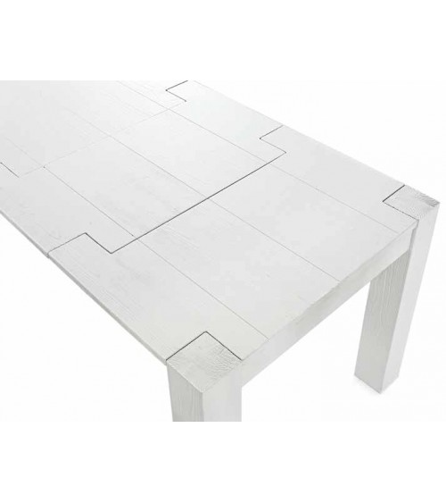 Tavolo abete bianco spazzolato 160x90 2 allunghe 50 - T643 - 2 - Tavoli