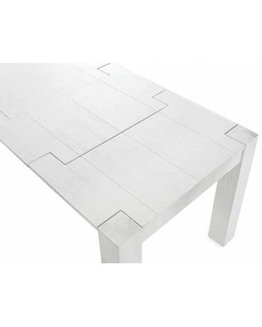 Tavolo abete bianco spazzolato 160x90 2 allunghe 50 - T643 - 2 - Tavoli