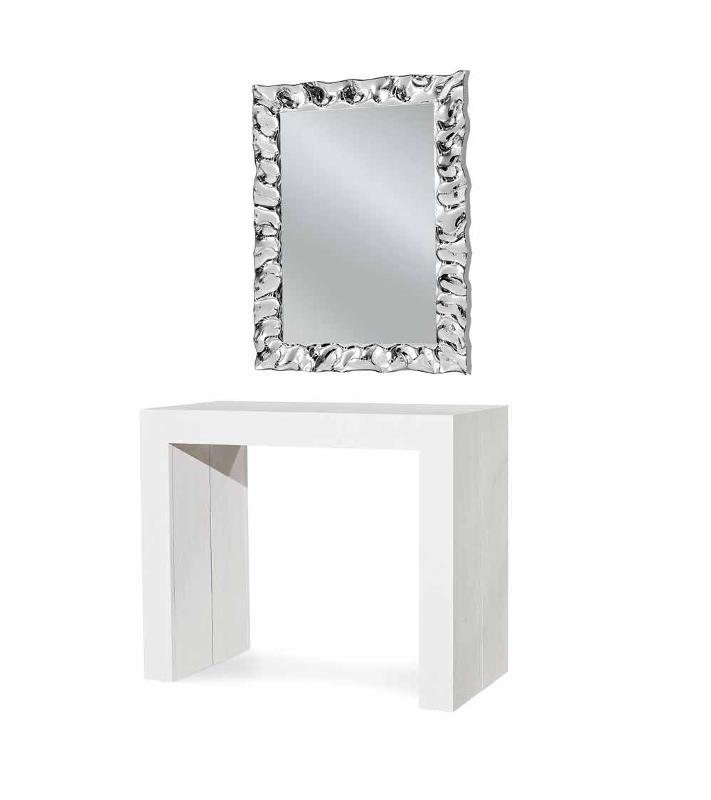 Consolle bianco consumato 90x45 5 allunghe 50 - T669 - 1 - Tavoli