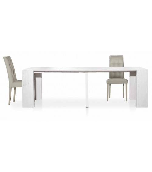 Consolle bianco consumato 90x45 5 allunghe 50 - T669 - 2 - Tavoli