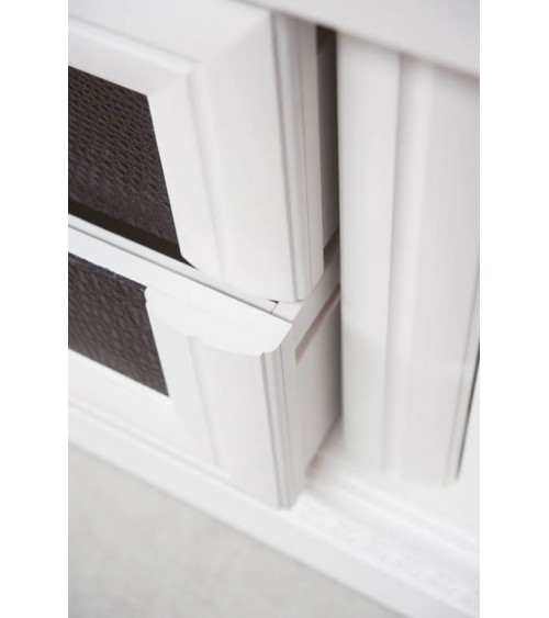 Parete classica laccata bianca con particolari in eco-pelle coccodrillo - AS12 - 5 - Pareti attrezzate