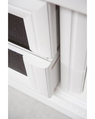 Parete classica laccata bianca con particolari in eco-pelle coccodrillo - AS12 - 5 - Pareti attrezzate