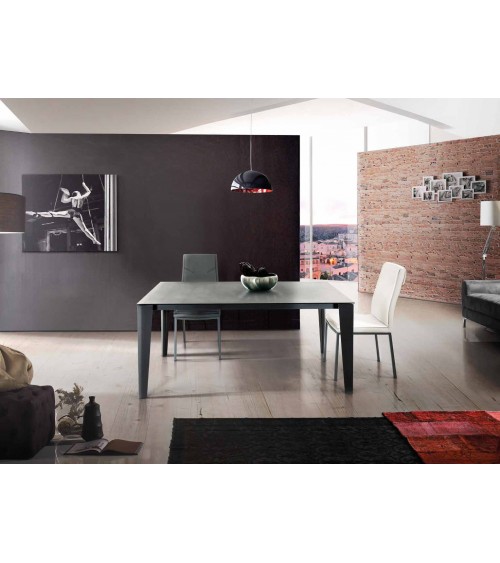 Tavolo vetro grigio ﾖ 160x90 2 all. cm.50 - T1601 - 1 - Tavoli