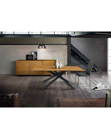 Tavolo rovere nodato finitura grano ﾖ 160x90 sp.4 fisso - T1619 - 1 - Tavoli
