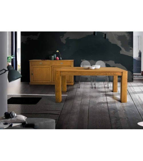 Tavolo rovere nodato finitura grano ﾖ 180x90 2 all. cm.50 - T1640 - 1 - Tavoli