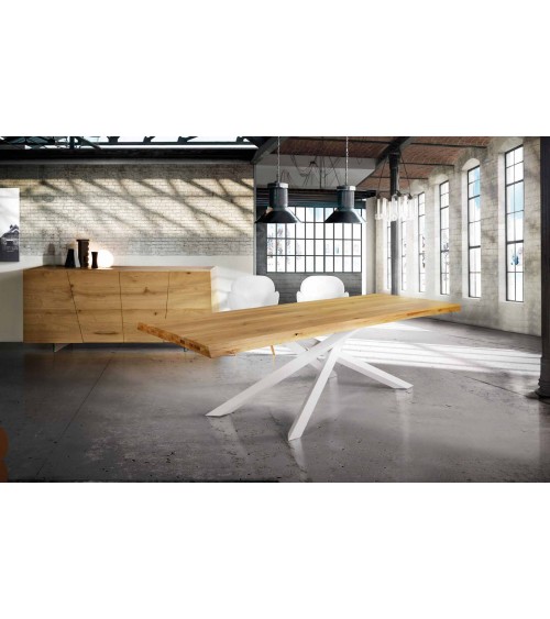Tavolo rovere nodato finitura naturale ﾖ 180x90 sp.6 fisso - T1643 - 1 - Tavoli