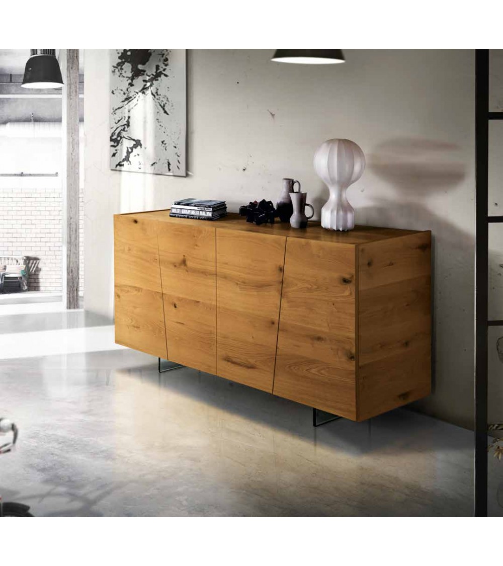 Base 4 ante rovere nodato finitura grano - T1645 - 1 - Credenze
