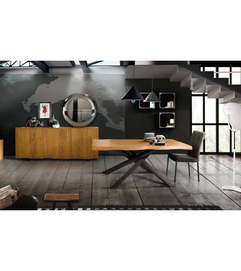 Tavolo rovere nodato finitura grano 250x100 sp. 6 fisso - T1648 - 1 - Tavoli