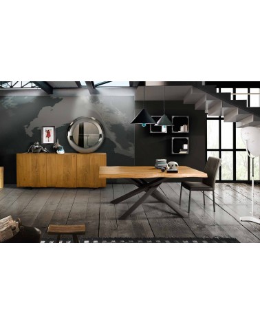 Tavolo rovere nodato finitura grano 250x100 sp. 6 fisso - T1648 - 1 - Tavoli