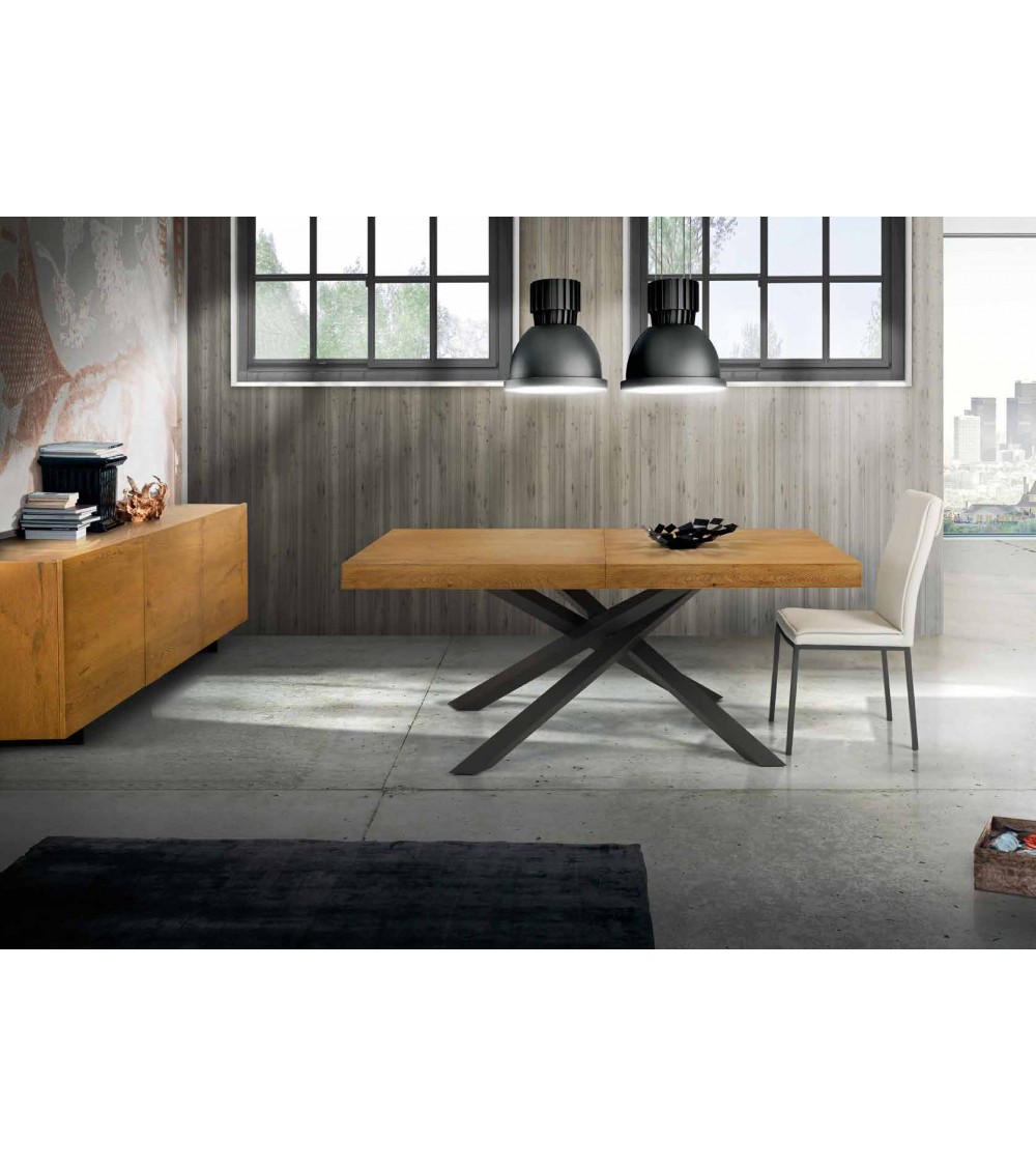 Tavolo rovere nodato finitura grano ﾖ160x90 2 all.cm 50 - T1650 - 1 - Tavoli
