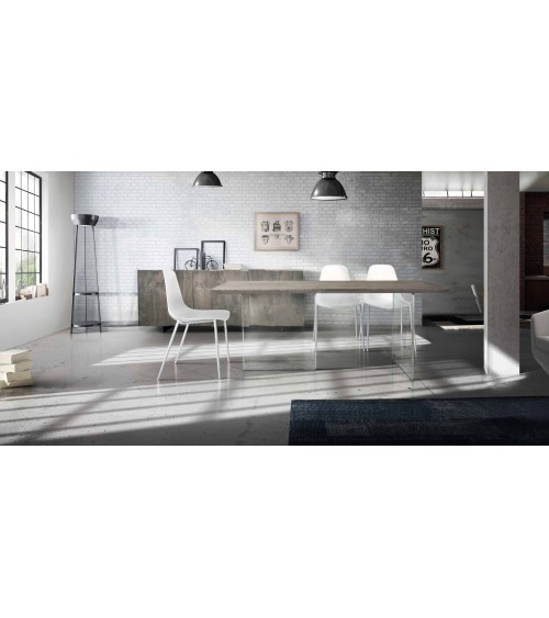 Tavolo rovere nodato finitura beton ﾖ 160x90 sp.4 fisso - T1667 - 1 - Tavoli