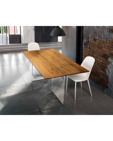 Tavolo rovere nodato finitura grano ﾖ 250x100 sp.4 fisso - T1671 - 1 - Tavoli