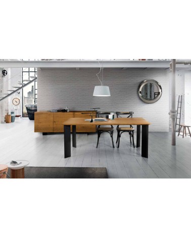 Tavolo rovere nodato finitura grano ﾖ 250x100 sp.4 fisso - T1672 - 1 - Tavoli