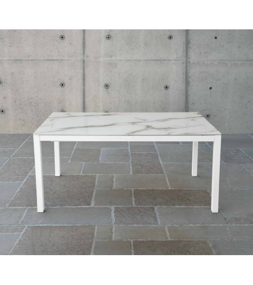 Tavolo vetro extra chiaro serigrafato pietra ﾖ 140x90 1 all. cm.50 - T1686 - 1 - Tavoli