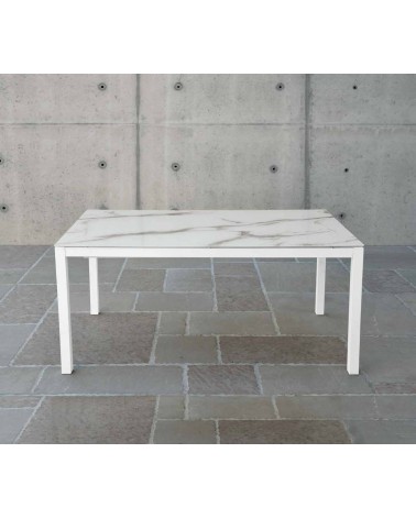 Tavolo vetro extra chiaro serigrafato pietra ﾖ 140x90 1 all. cm.50 - T1686 - 1 - Tavoli