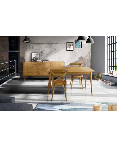 Tavolo abete spazzolato finitura naturale 140x85 + 1 allunga cm 50 - T821 - 1 - Tavoli