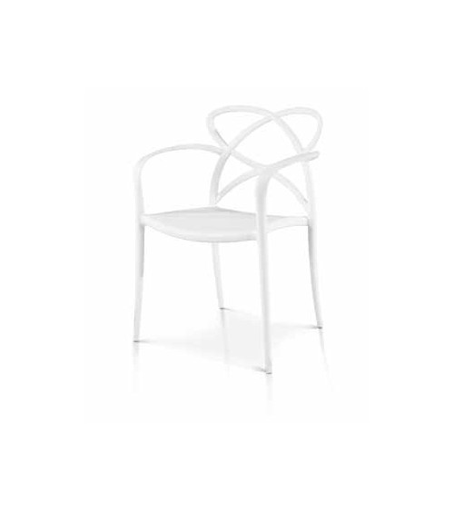 Sedia bianca con braccioli - T911 - 1 - Sedie