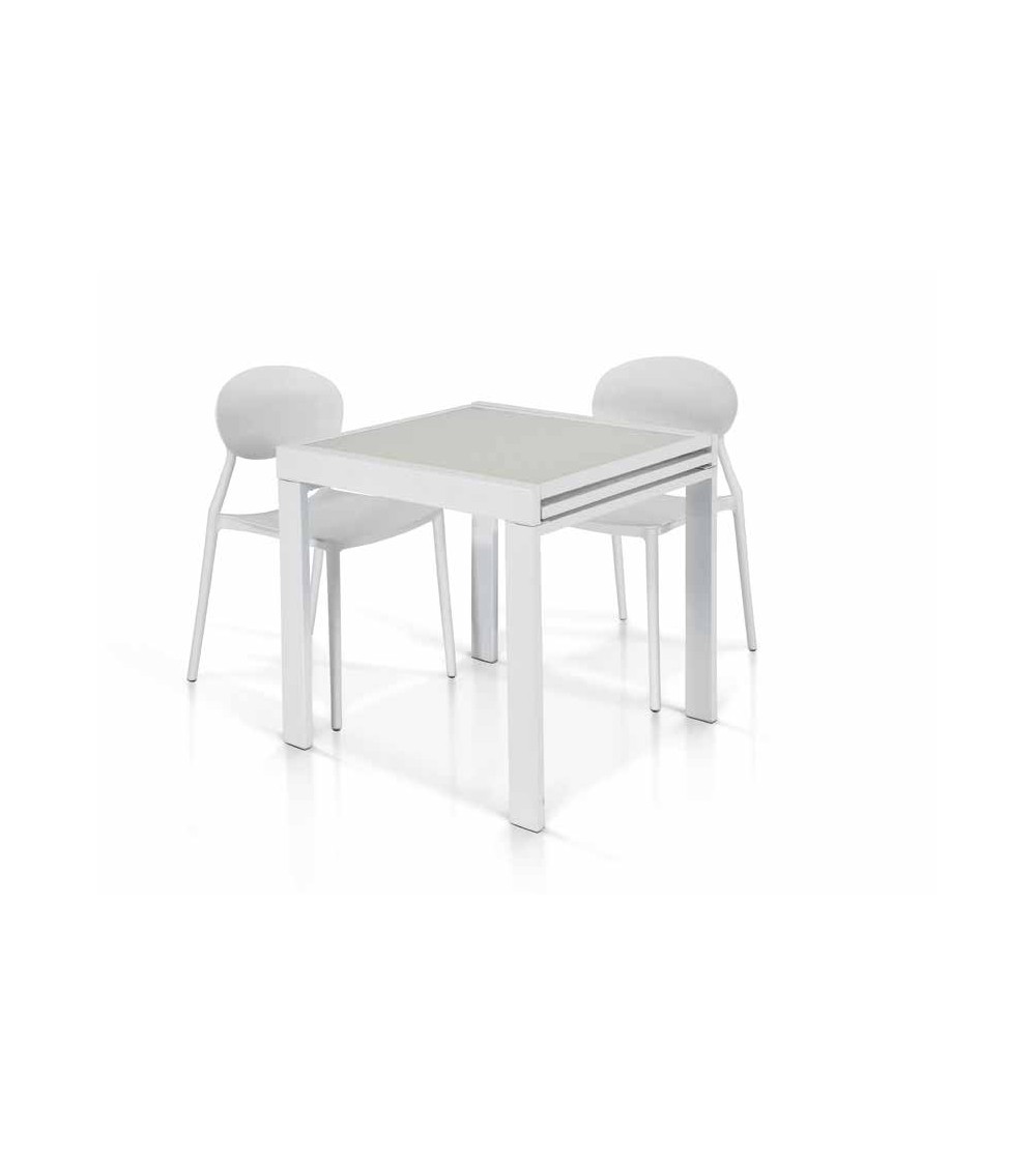 Tavolo vetro bianco ﾖ 70x70 allungabile - T939 - 1 - Tavoli