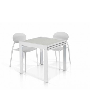 Tavolo vetro bianco ﾖ 70x70 allungabile - T939 - 1 - Tavoli