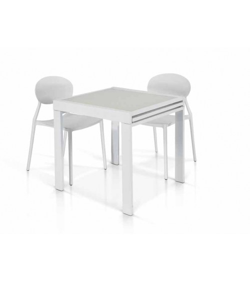 Tavolo vetro bianco ﾖ 90x90 allungabile - T941 - 1 - Tavoli