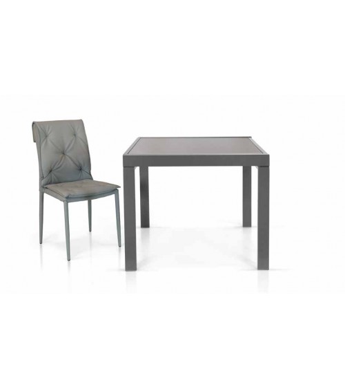 Tavolo vetro grigio ﾖ 90x90 allungabile - T942 - 1 - Tavoli