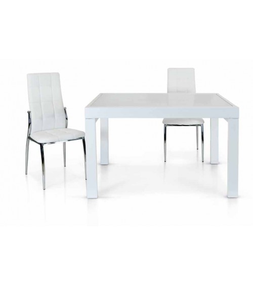 Tavolo vetro bianco ﾖ 120x90 allungabile - T943 - 1 - Tavoli