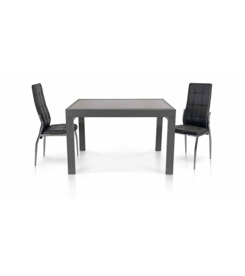 Tavolo vetro grigio ﾖ 120x90 allungabile - T944 - 1 - Tavoli