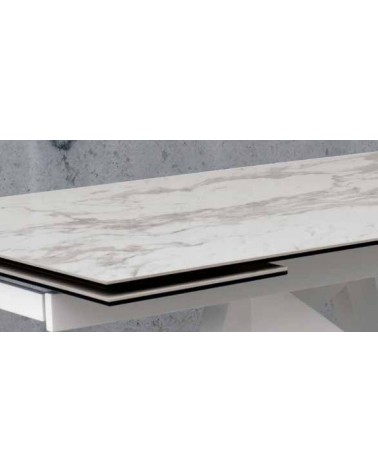 Tavolo ceramica finitura marmo bianco ﾖ 160x90 2 all. cm.40 - T948 - 2 - Tavoli