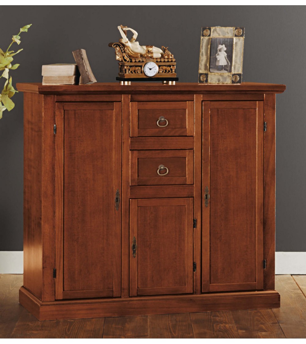 Credenzina classica 3 porte 2 cassetti in legno massello - SOL153/A - 1 - Credenze