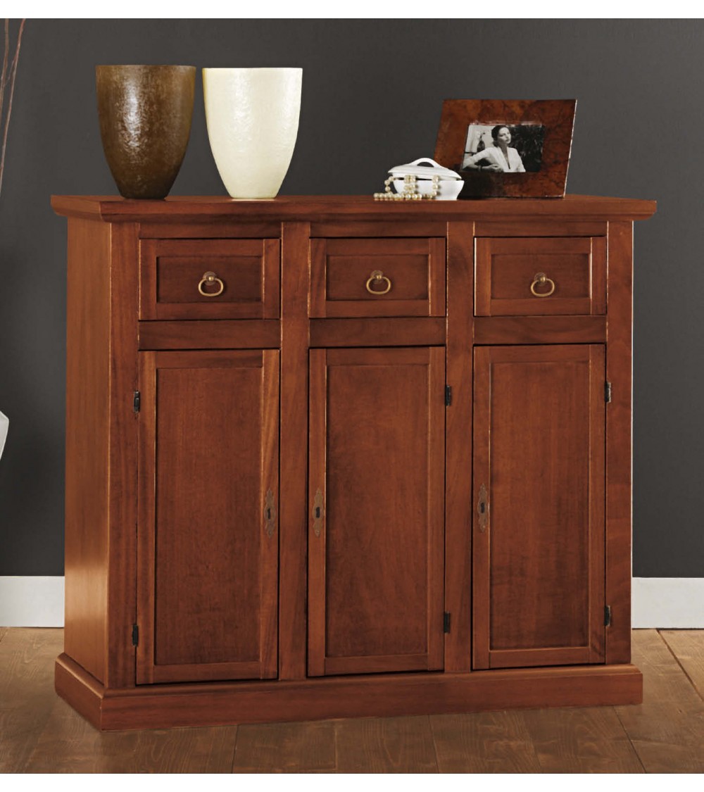 Credenzina classica 3 porte 3 cassetti in legno massello - SOL154/A - 1 - Credenze