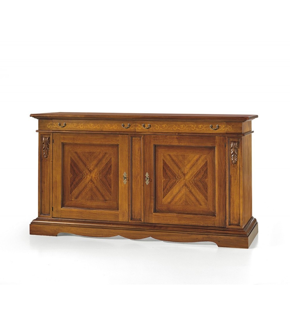 Credenza in legno massello con intarsi e fregi a forma di foglia - FO1 - 1 - Home page