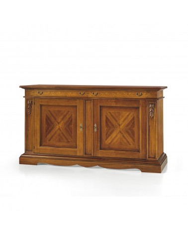 Credenza in legno massello con intarsi e fregi a forma di foglia - FO1 - 1 - Home page