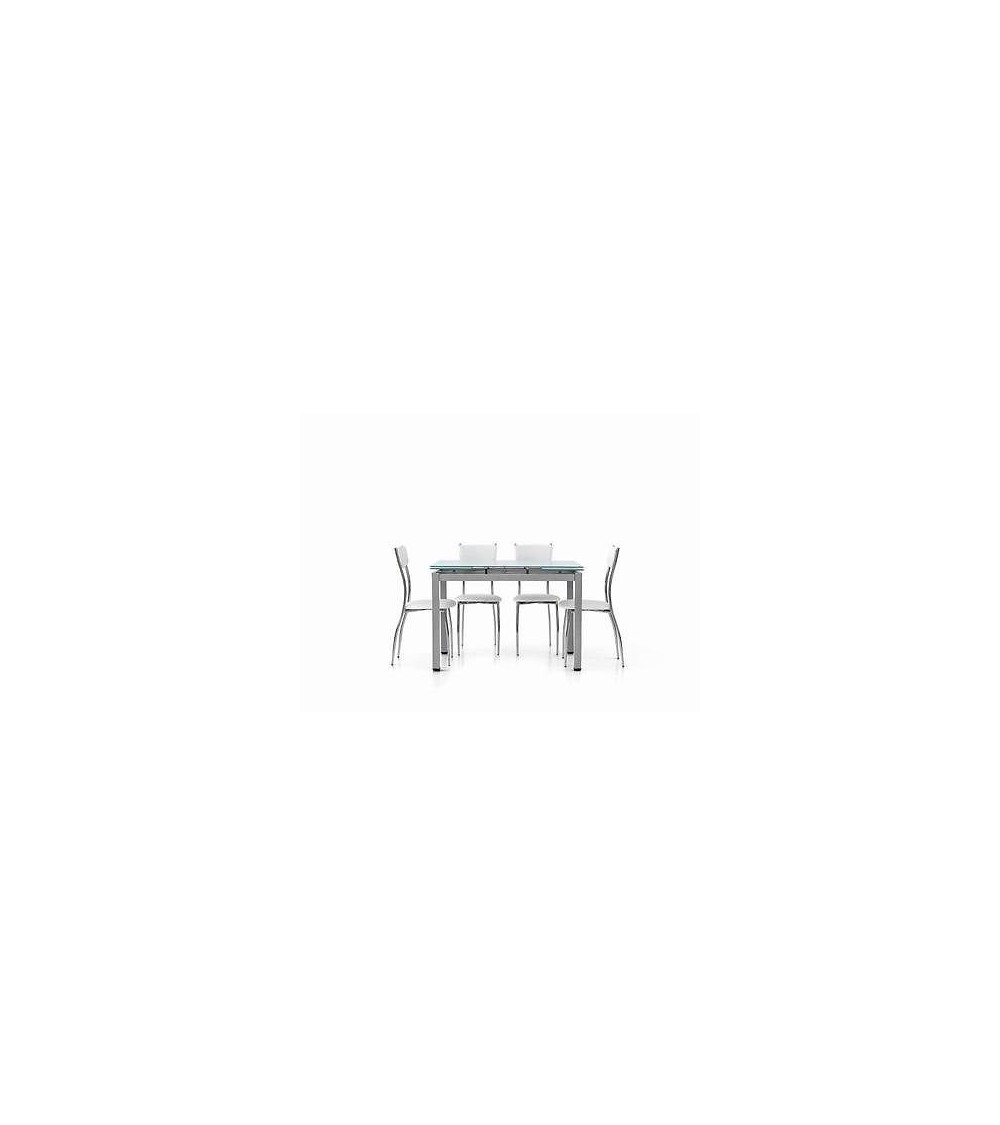 Tavolo allungabile con struttura in metallo grigio e piano in vetro bianco 110x70 - T607 - 1 - Tavoli