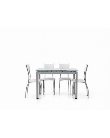 Tavolo allungabile con struttura in metallo grigio e piano in vetro bianco 110x70 - T607 - 1 - Tavoli